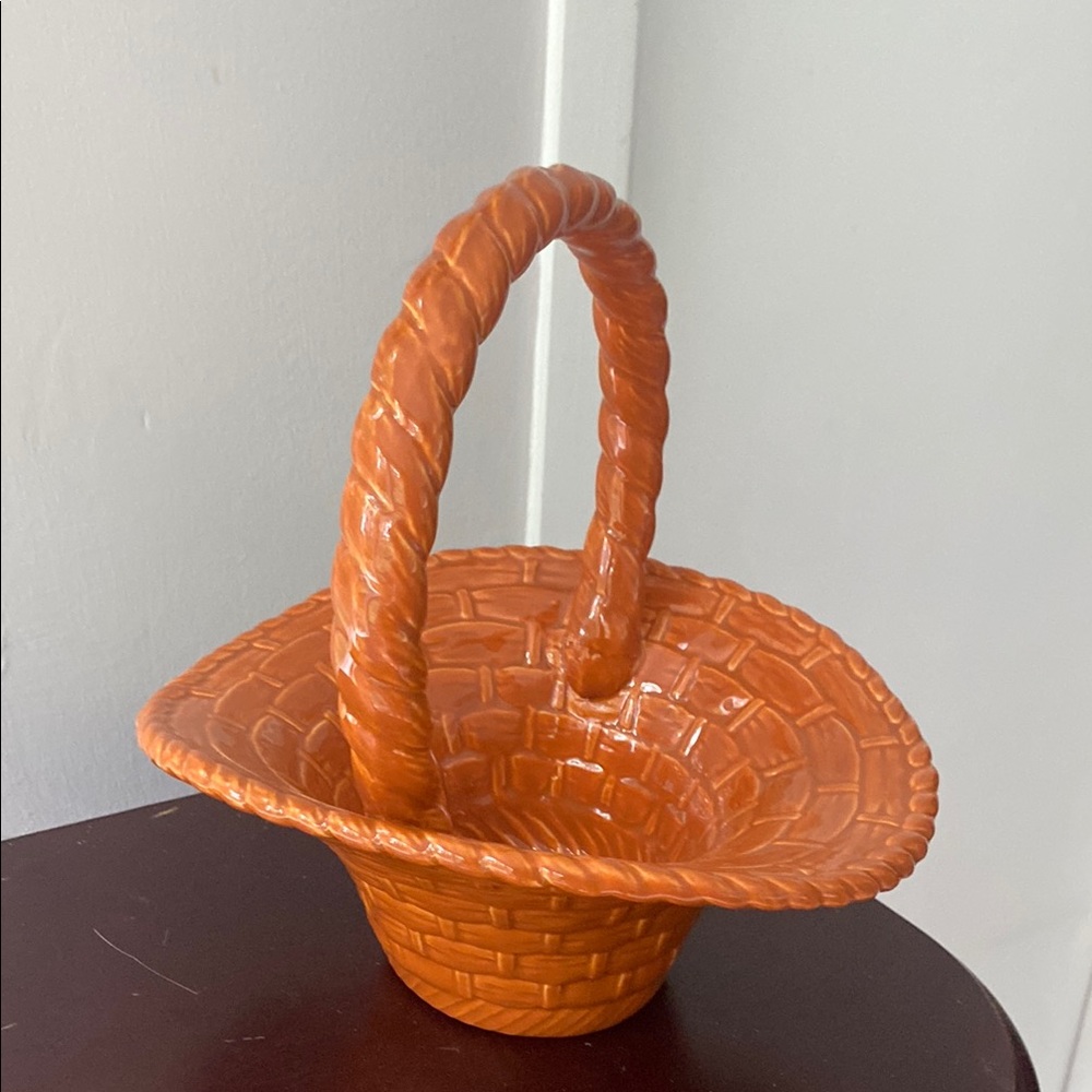 Orange Woven Ceramic Basket 🧺 display decor